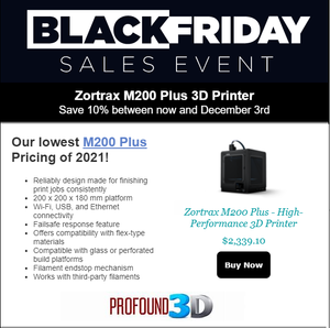Save 10% on the Zortrax M200 Plus 3D Printer